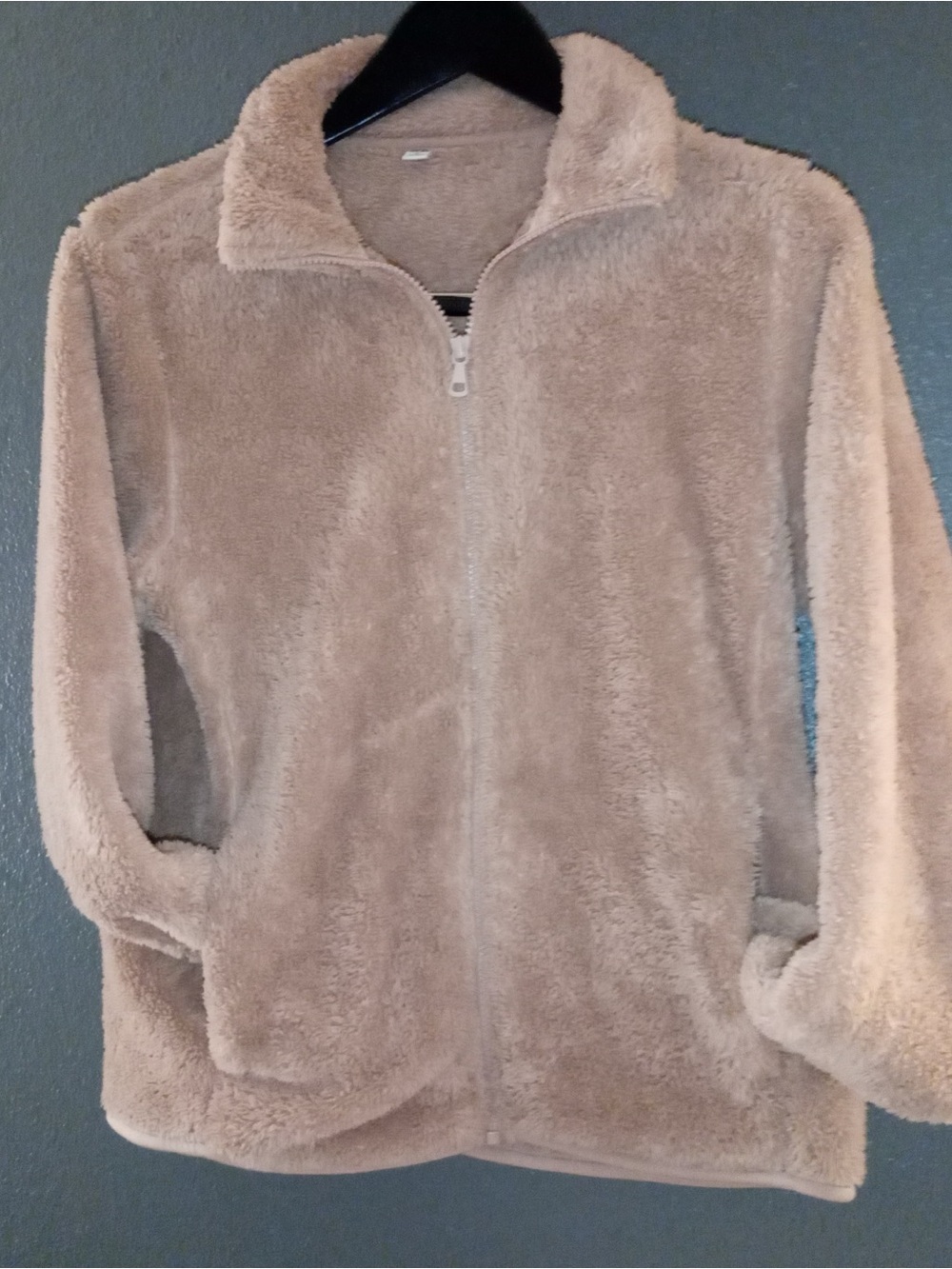 Uniqlo Plush Taupe Teddy Zip Jacket - Women's